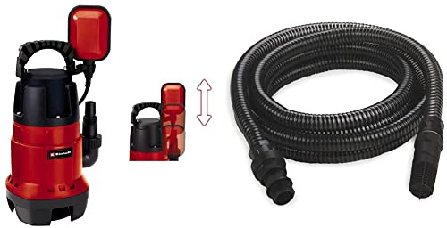 Einhell GC-DP 7835 Pompa acque scure (780 W, portata max 15700 L/h, prevalenza 8 m, immersione max 7 m) & 4173635 = Tubo Aspirazione Rinforzato Per Pompe, Nero, Lunghezza 4 metri