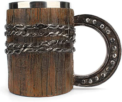 Personalisieren Sie Bierkrüge aus Edelstahl mit Innenfutter, Trinkgefäße, isolierte Thermosbecher, Retro-Krug mit Griff, Vintage-Trinkgeschirr, Tasse for Kaffee, Saft, Milch, Tee, Wasser, Wein, 600 ml