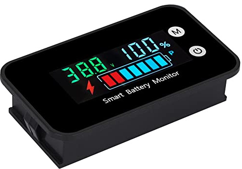 Ksrnsne 7-100V Digital Battery Capacity Tester Battery Monitor Voltage Temperature Switch Meter for Car Ships, NO Waterproof