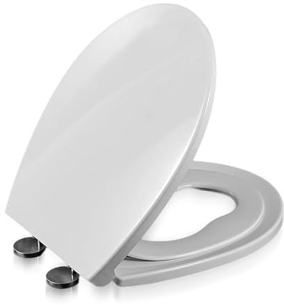 Flipped Warmth Toilettendeckel Mit Kindersitz, WC Sitz Klodeckel Mit Absenkautomatik, Klobrille Mit Schnellverschluss,O Form Weiß Toilettensitz Mit Kinder, WC Sitz Family,37×46cm