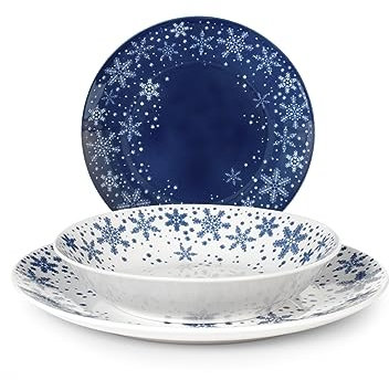 Home Royal Norfolk Dream Servizio Tavola, 18 Piatti, Porcellana, Blu e Bianco