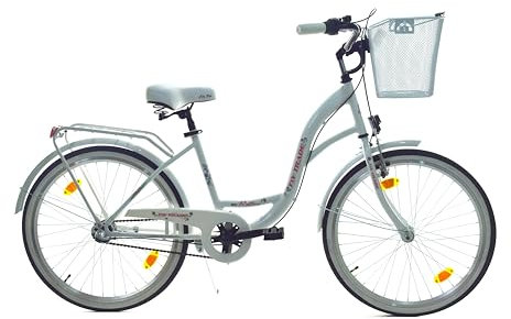 T&Y Trade 24 Zoll Kinder Mädchen City Fahrrad Mädchenfahrrad Bike Rad Nexus Nabenschaltung STVO Beleuchtung Reflex Weiß Weiss 3 Gang