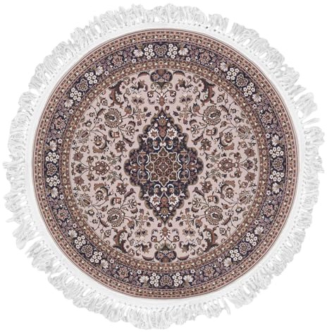 Mazovia Teppich Rund Orientalisch Vintage - Waschbar rutschfest - Weich Traditioneller Teppich für Wohnzimmer Orientteppich - Fußbodenheizung geeignet - Braun Beige 160 x 160 cm