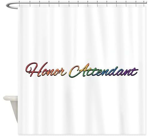 CafePress Rainbow Colored Honor Attendant Wedding Typography Decorative Fabric Shower Curtain
