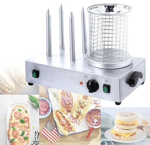 Cashwise Máquina de Perros Calientes, Calentador de moño eléctrico, Vapor de Hot Dogs de Acero Inoxidable Comercial, Hot Dogs Parrilla tostadora de Salchichas para el Horno con Temperatura Ajustable
