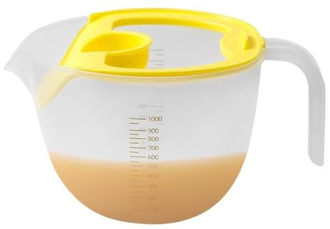 Vaso medidor de filtro – Jarra de líquido medidor, taza medidora de filtro de 1 litro con escala, cuenco batidor de huevos de alta capacidad, herramienta para hornear, filtro de huevos, cuenco de