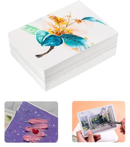 120 Blätter Aquarellpapier,300g/m² Watercolor Paper Dickes Aquarellblock,17,8 x 12,7cm Wasserfarben Papier Weiß,Aquarell Karten Blanko Postkarten für Kinder Erwachsene Künstler Zeichnen Kunstwerke DIY