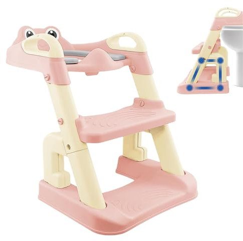 Töpfchenleiter für Kinder – Leichter Töpfchensitz | Klappbarer Toilettenstuhl für Kinder, Toilettentrainer zum Töpfchentraining mit Tritthocker-Leiter für und Mädchen