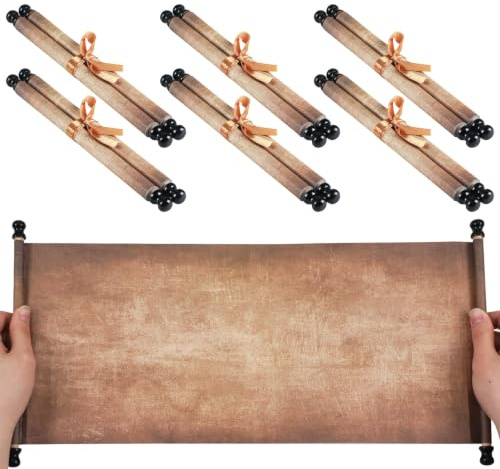 gisgfim 6Pcs Vintage Scroll Paper with Wood Rods, 7x15.75Inch Blank Scrolls for Writing, Drawing, Wedding Vows, Invitations
