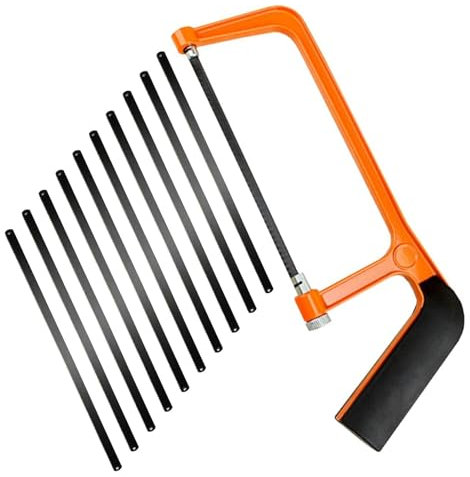 Hacksaw, Hacksaw for Metal Cutting, Adjustable Angle Saw, Heavy Duty Hack Saw, with 10 Replaceable Blades, for Cutting Plastic, PVC Pipe, Tile