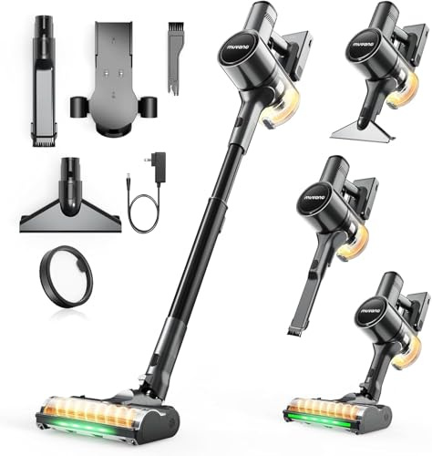 Muvano Cordless Vacuum Cleaners for Home, Up to 55 Minutes, Powerful Suction, Tangle-Resistant, Lightweight, Rechargeable Stick Vac with Wall Mount for Carpet, Tile, Pet Hair, Hardwood Floors