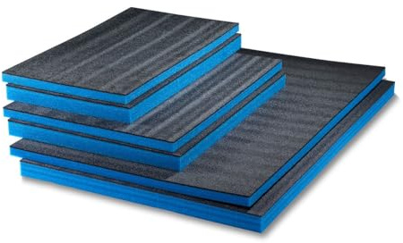 GUARDIQUE Multilayer Schaumstoff 600 x 400 x 50 mm, 1 Stk, Shadow Foam, Schneiden und Abziehen, Anpassbare, Kaizen, Werkzeugeinlage für Werkzeug, Kamera, Werkzeugkoffer, Werkzeugwagen, Blau & Schwarz