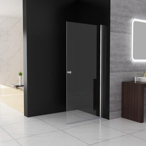 MIQU Duschwand Schwingtür 80x185 cm Walk in Dusche Pendeltüren Duschabtrennung mit 360° Drehtür Duschkabine Nischentür ESG Sicherheitsglas Duschtrennwand ohne Duschwanne