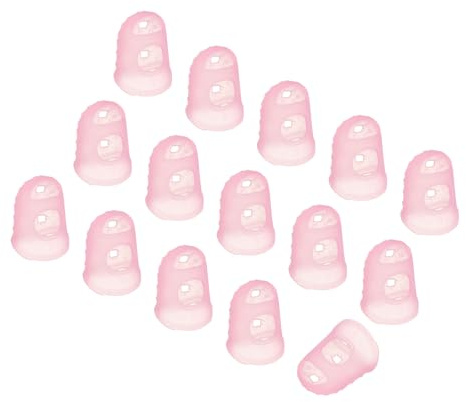 PATIKIL Finger Tip Covers Cots, Pink Silicone Finger Protectors Gloves Breathable Reusable Fingertip Caps with Air Holes for Dry Skin Cracking, M, 15 Pcs