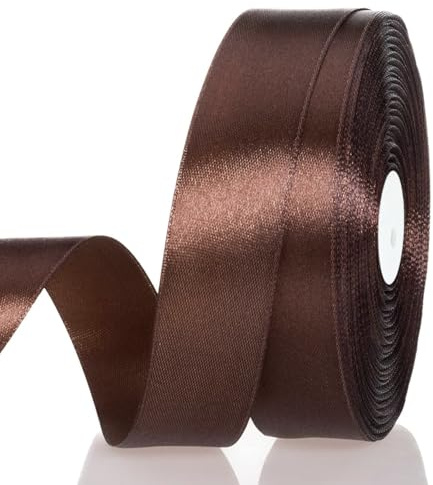 Satinband Braun 25 mm Breit Schleifenband, 91 Meters Geschenkband Stoffband Satin Dekoband Seidenband zum Basteln, Geschenkverpackung, Kunsthandwerk, Geburtstag Hochzeit Taufe Weihnachten Dekoration