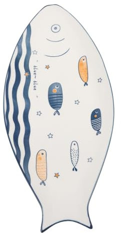 Cabilock Assiette Céramique à Motif De Poisson Assiette De Service Pour Aliments Pour Apéritifs