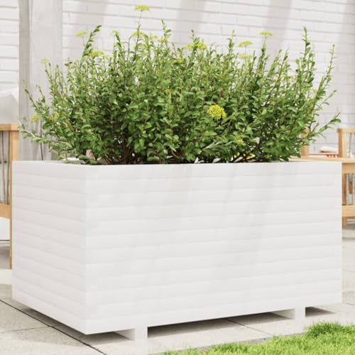 HaoChrymec Pot de Fleurs with pin Massif, Design Robuste, jardinières extérieur, bac à Fleurs extérieur, jardinière Balcon, balconnière extérieure, Blanc, 90 x 60 x 49.5 cm