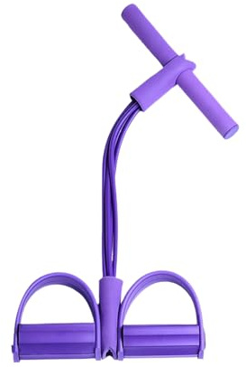Bandes De Résistance Fitness | Corde avec Poignées Intégrée | 4 Tubes avec Pédale De Traction pour Chevilles | pour Yoga, Exercice, Aide À L'entraînement Assis, Unisexe, Violet