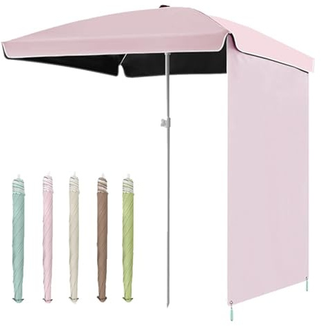 Ombrellone da spiaggia portatile per esterni, ombrello manuale con protezione UV e tenda ombreggiante, baldacchino quadrato da giardino, rosa, 200 cm, per campeggio e patio