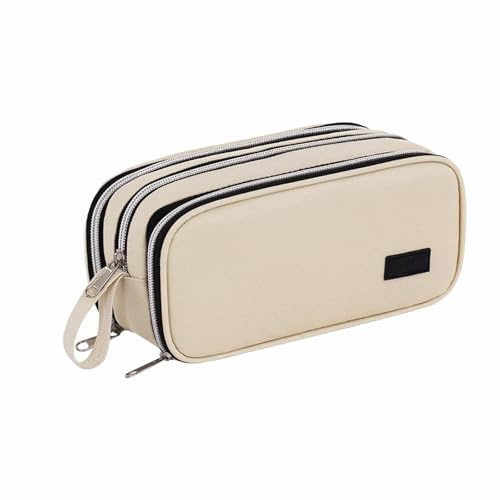 Stor kapacitet 8-lagers pennskrin, bärbar förvaringsbox för kontorsmaterial, multifunktionell canvas dragkedja pennväska för skola och kontorsmaterial, BEIgE, En storlek, Minimalist