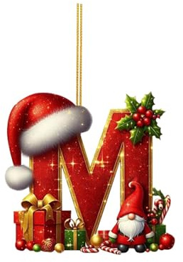 26 Weihnachtsbuchstaben Ornamente A bis Z zum Aufhängen, Buchstabe Weihnachtsbaum Hängende Acryl Weihnachtsbuchstaben Anhänger, Weihnachtsschmuck Christbaumschmuck (M, 8cm)