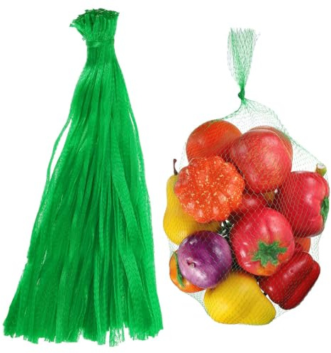 QUARKZMAN 100PCS Sacs Réutilisables en Maille pour Produits, 19.7 Pouces Sacs D'Éclosion D'Œufs Lavables Respirants Filets À Fruits Élastiques Légumes Oignons Courses, Vert