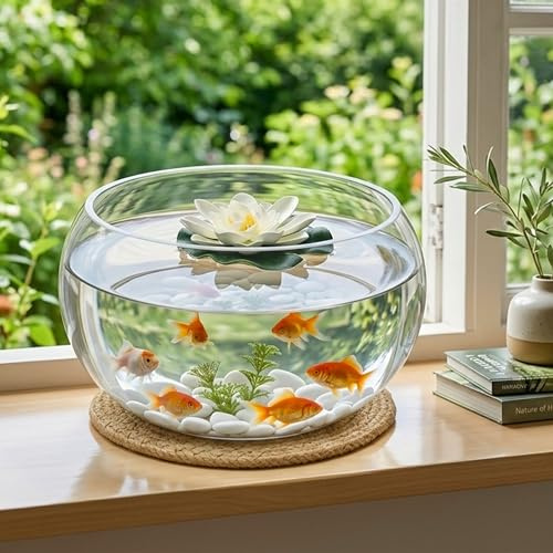 Grand bol de lotus pouvant servir d'aquarium de 25,4 cm en verre transparent pour bonsaï, centre de table, plante aquatique hydroponique, terrarium