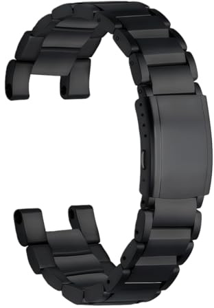 ROUREOX Massivt Klockarmband Rostfritt Stål, Skruvat Metallarmband Länkar, Robust Ersättningsband Justerbart för Casio G-Shock B100-Svart