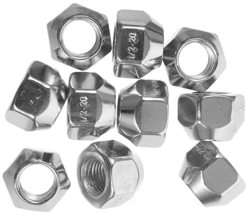 Abaodam Jeu d'Écrous de Roue 10 Pièces 1/2-20 pour Remorque et Camping-Car, Compatible Goujons de Roue, Adapté pour Accessoires Van Aménagé