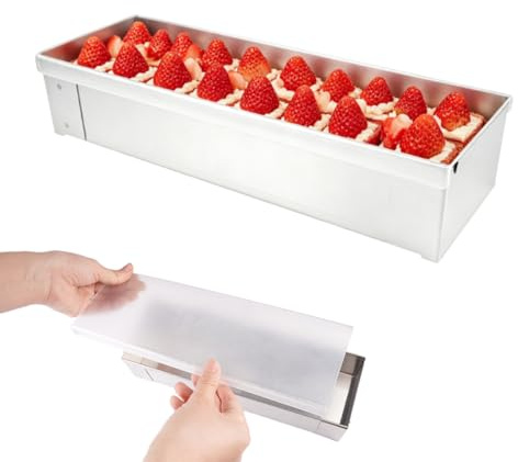 TESSTSY Verstellbare Tiramisu-Kuchenform mit Abnehmbaren Seiten 30cm | Edelstahl Tiramisu Form mit Transparentem Deckel, Schützt vor Insekten, Hält Frisch, Einfacher Transport Lagerung Im Kühlhaus