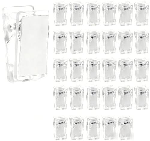 30 Pièces Mini Pinces à Linge Transparentes Adhésives Simple Face 26x13mm Clips Photo en Plastique à Ressort pour Tapisserie Murale Affiches Bureau Maison Décoration Suspension Sans Perçage