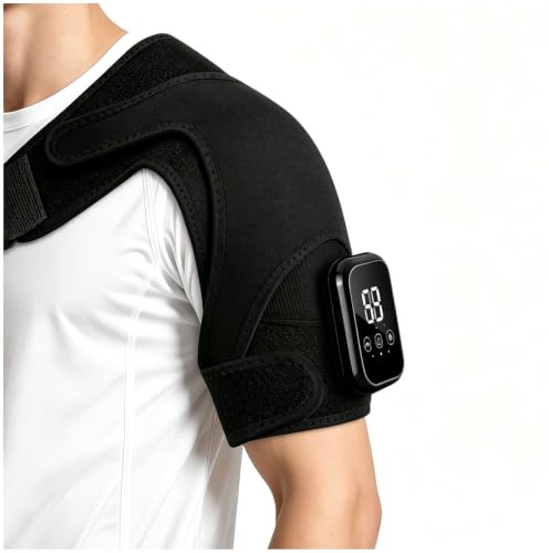 ALLILUYAA Uppvärmt axelbandage för nacke och axlar, massageapparat | För kvinnor och män, djup värme, axelvärmekudde, nackmassage, smärtlindring