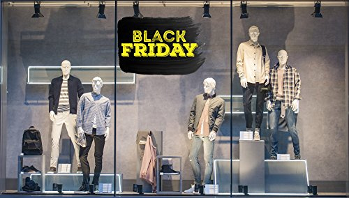 Oedim Vinilo Black Friday Escaparates Black Friday Negro y Amarillo | 100 cm de Largo x 80 cm de Alto | Vinilo Adhesivo | Decora tu escaparate | Pegatinas Adhesivas Escaparate | Vinilos para Negocios
