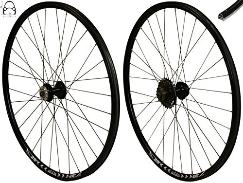 Redondo 28 Zoll Laufrad Set Hinterrad Vorderrad Disc Felge Schwarz+ 6-Fach Kranz