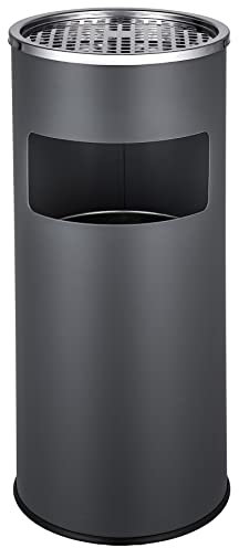 tectake® Cenicero de Pie y Cubo Interior Extraíble, Antideslizante, Metal Resistente, Papelera Oficina, Cenicero Exterior, Ceniceros, Papelera Exterior - Antracita