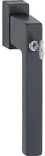 bybyhome Hoppe Fenstergriff abschließbar Toulon mit VarioFit, Secustik und Secu100 - PSK Fensterbeschlag mit Schlüssel, Aluminium schwarz matt