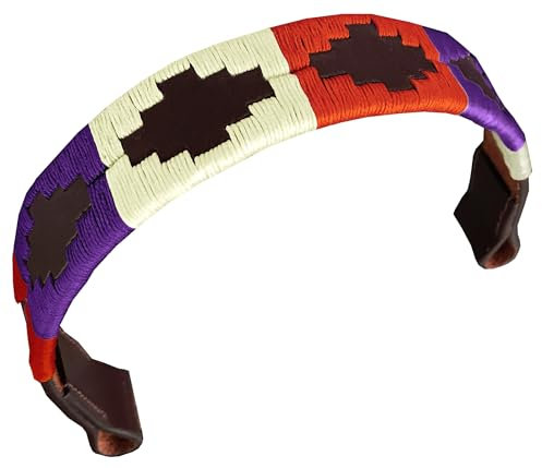 Carlos Diaz Designer Echtes Leder Gewachstes Besticktes Gaucho Polo Pferd Zaumzeug Stirnband (Großes (Pferd) 16 Zoll)