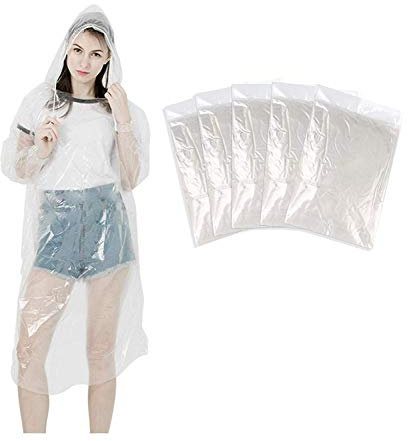 LEBEXY Regenponcho Regencape Einmal Einweg, Transparent, 5er Pack