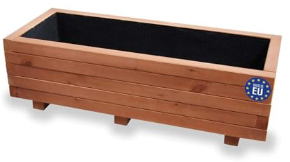 alfalux Hochbeet 100 x 40 x 30H cm mit 2X Wasserablauf Blumenkasten aus Holz Pflanzkübel Garten Balkon Terrasse Pflanzkasten Nuss Braun AB100KAN4030NU