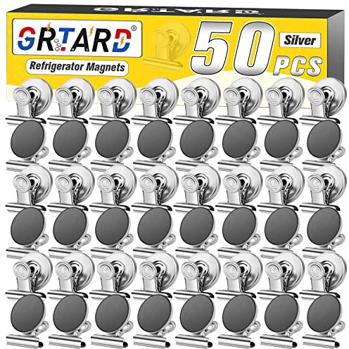 Magnetic Clips Fridge Magnets 50 Pack Office Products, Stainless Steel Clips Peferct for House Office School Use, Hanging Home Decoration, Photo Displays, 1.2 Inch, (Silver)…