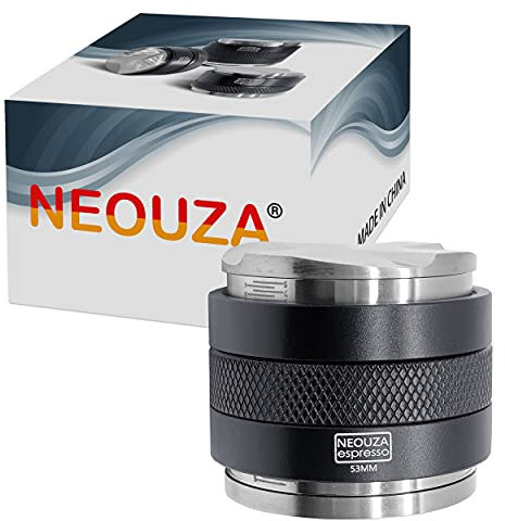 NEOUZA 53mm Coffee Distributor & Tamper 2 in 1,Laser Calibration Scale,Dual Head Coffee Leveler Fits for 54mm Breville Portafilter, Adjustable Depth,Four-Fan