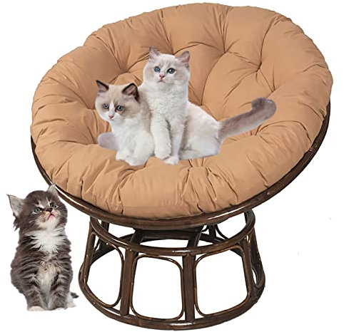 SRHWBF Papasan Kissen Sitzkissen Im Freien Hängesessel Kissen Krabbeldecke Für Rattan Hängeschaukel Ei Hängesessel für Drehsessel Korbsessel Balkonstuhl (NUR Kissen) (Khaki Ø105cm/41.3 in)
