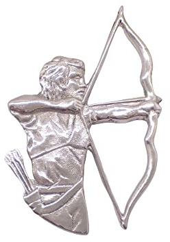 Bogenschütze: Brosche Von Jacke aus Silber 925 - Pins - Bogen - Pfeile - Feretra - Bogensport