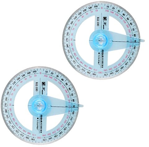 Jagowa Regla transportadora de círculo completo de 360 grados de ángulo de medición transportador de ángulo oscilante para medición de dibujo de oficina y aula de escuela, 2 piezas
