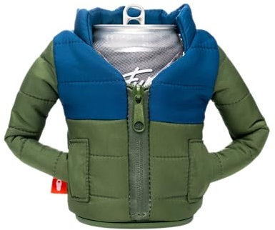 Puffin - The Puffy Jacket - Insulated 12 oz Can Cooler I Beer Bottle & Soda Can Insulator, Keep Drinks and Beverages Cold - Olive Green/Sailor Blue