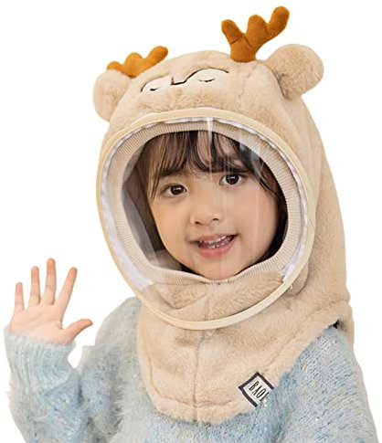 SANWOOD Kinderschal Schöner kältefester Hundeschal Hut Winddichter Bär Beige