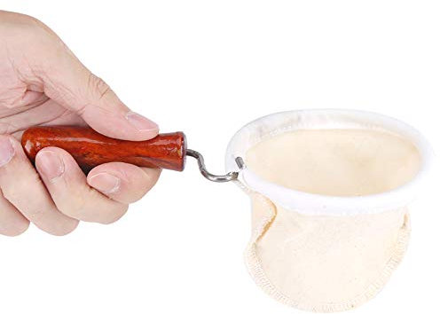 OKJHFD Filtre à café avec poignée en flanelle en bois lavable et réutilisable de conception simple classique pour filtrer le café(large)