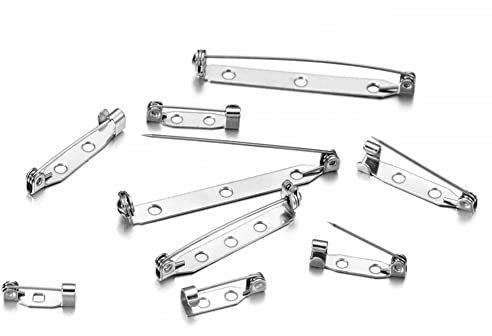 Yurosiay 100 Stück Broschennadeln Silber Broschen Pins Anstecknadel Sicherheitsnadeln Broschennadeln Basteln Brosche Nadeln mit Sicherheitsverschluss für Schmuckherstellung Handarbeiten 32mm