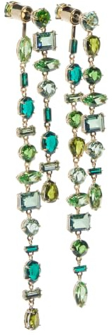 Swarovski Gema Drop-Ohrhänger, Grüne und Rhodinierte Hängeohrringe mit Strahlenden Swarovski Kristallen