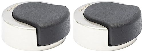 WAGNER Design-Türstopper - SCREW - Metall gebürstet, thermoplastischer Kautschuk, Durchmesser Ø 38 x 15 mm - 15514811 (Packung mit 2)